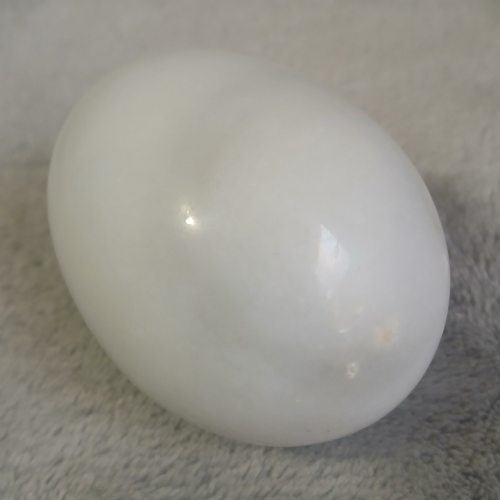 Polished Pale Grey Marble Stone Egg Decorative Paperweight Minimalist 2.5in Gray
